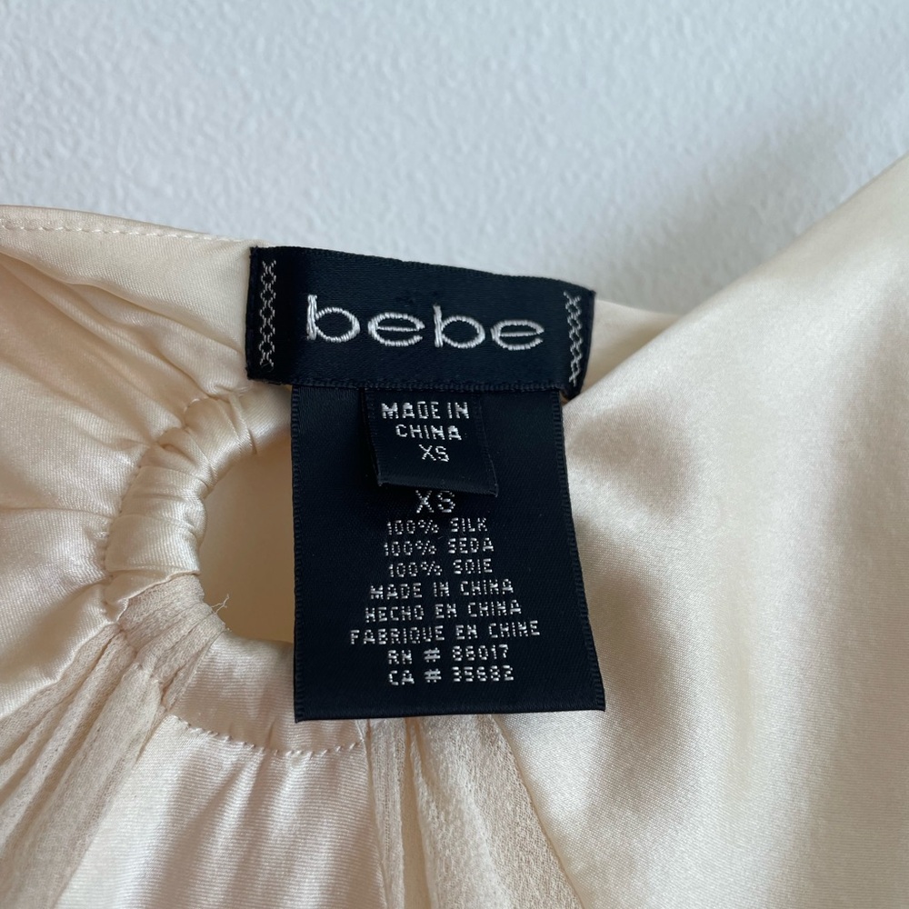 Bebe Y2K pure silk slip midi dress ivory 1930s style - Picture 4 of 6